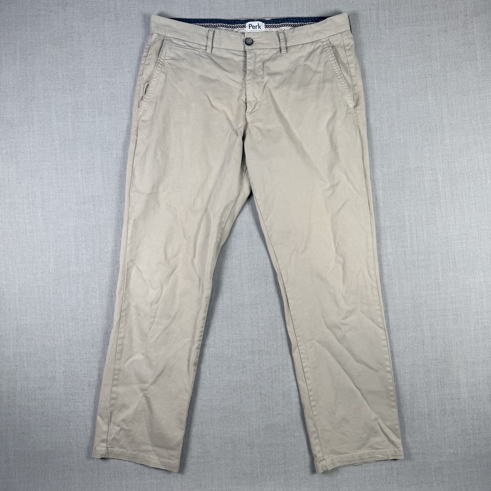 Perk Pants Men's Size 34x30 Light Khaki Slim Fit Stretch All-Day 2.0 Chino NWT